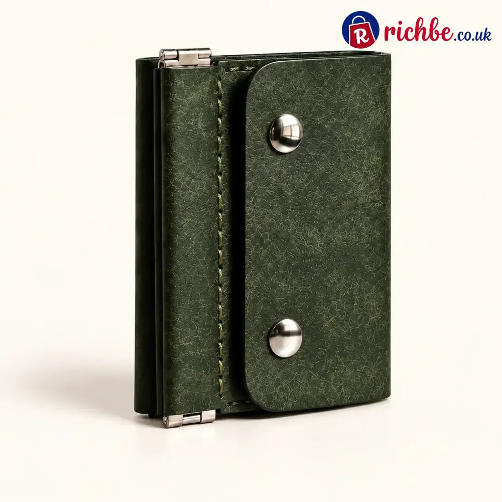 Vintage Compact Trifold Wallet with Quick-Access Coin Pocket - Green
