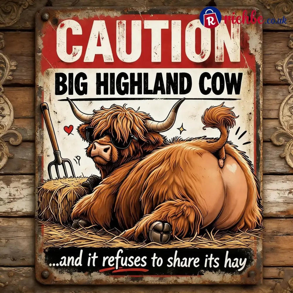 Vintage Highland Cow Tin Sign