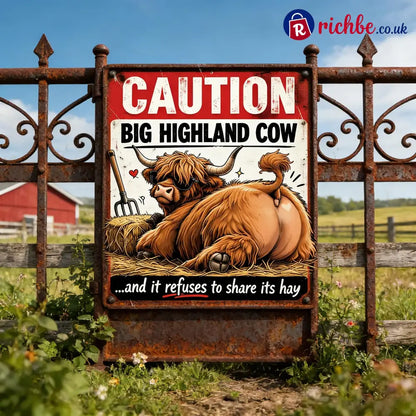 Vintage Highland Cow Tin Sign - A / small