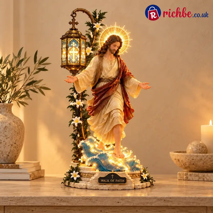 ✨Walk by Faith™ Illuminated Jesus Walking on Water Sculpture