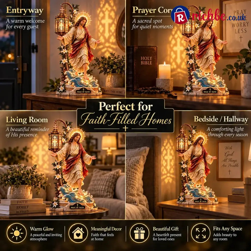 ✨✝️✨ Walk by Faith Jesus Reflection Light – Walking on Water Christian Decor