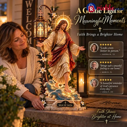 ✨✝️✨ Walk by Faith Jesus Reflection Light – Walking on Water Christian Decor