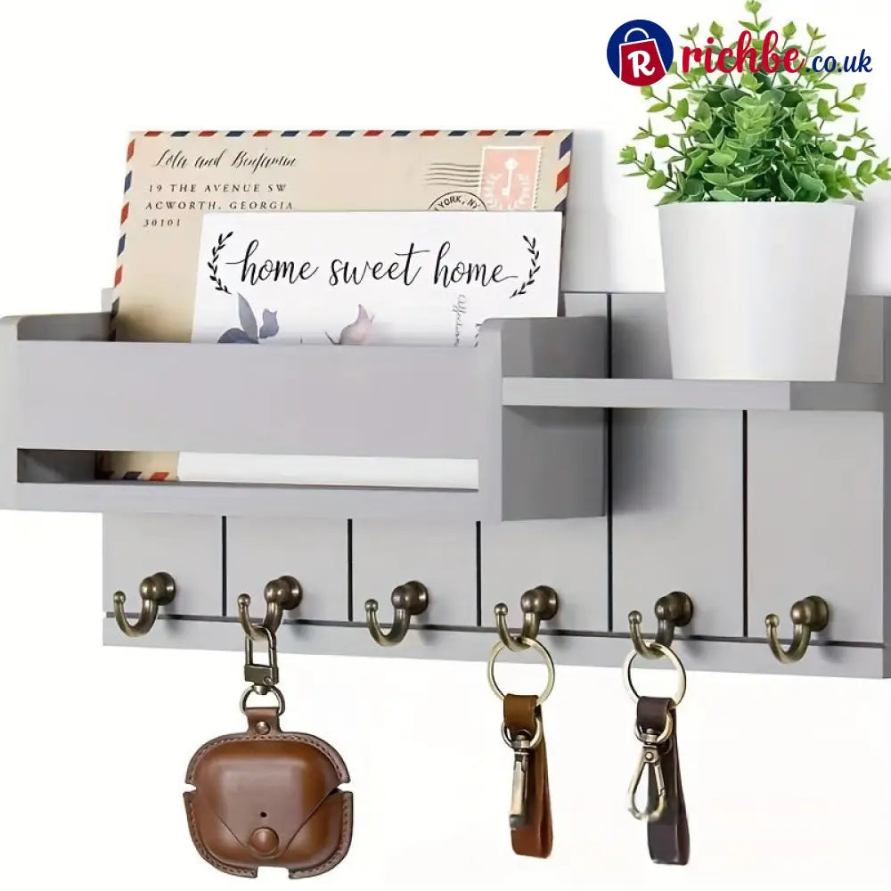 🔥 Wall‑Mounted Mail & Key Holder - Grey - Houseware & Kitchen
