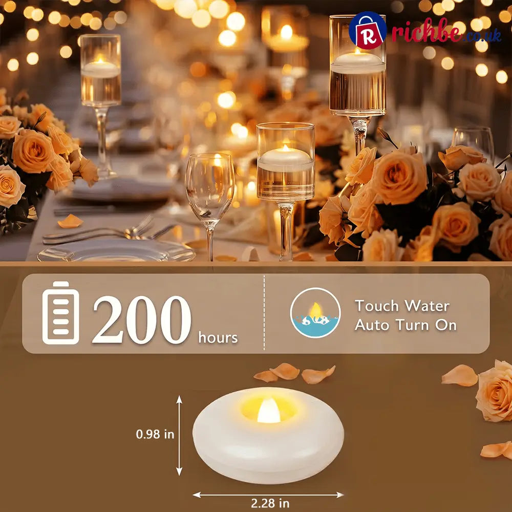 🕯️Water-Activated Flameless Floating LED Candles – Romantic Waterproof Glow for Any Occasion