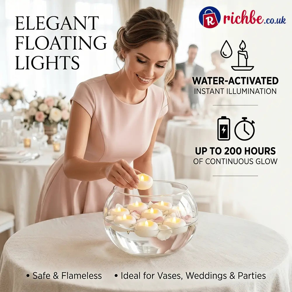 🕯️Water-Activated Flameless Floating LED Candles – Romantic Waterproof Glow for Any Occasion