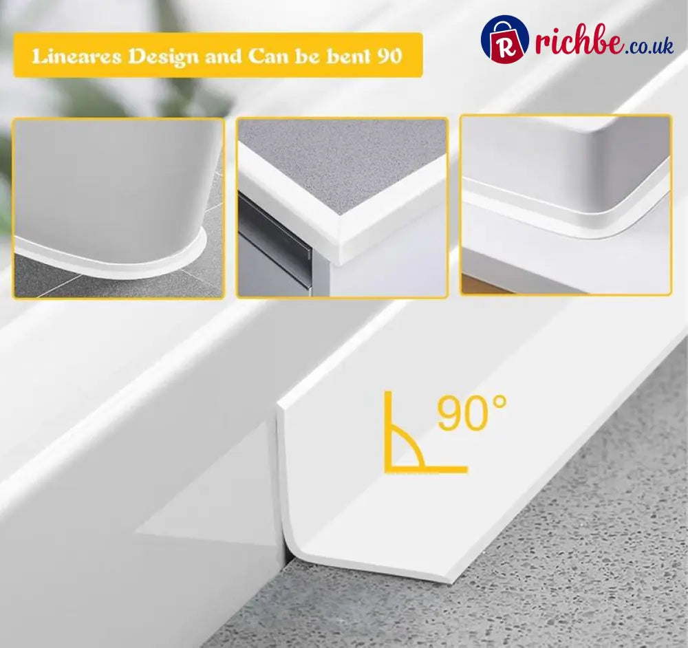 Waterproof Acrylic Caulk Tape – 2 Rolls Cuttable 10.5ft x 1.4in with Sealing Tool – For Bath Toilet Sink & Kitchen
