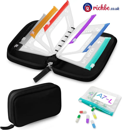 Waterproof Pill Pouch Set-14Pcs Bags Inside - Black