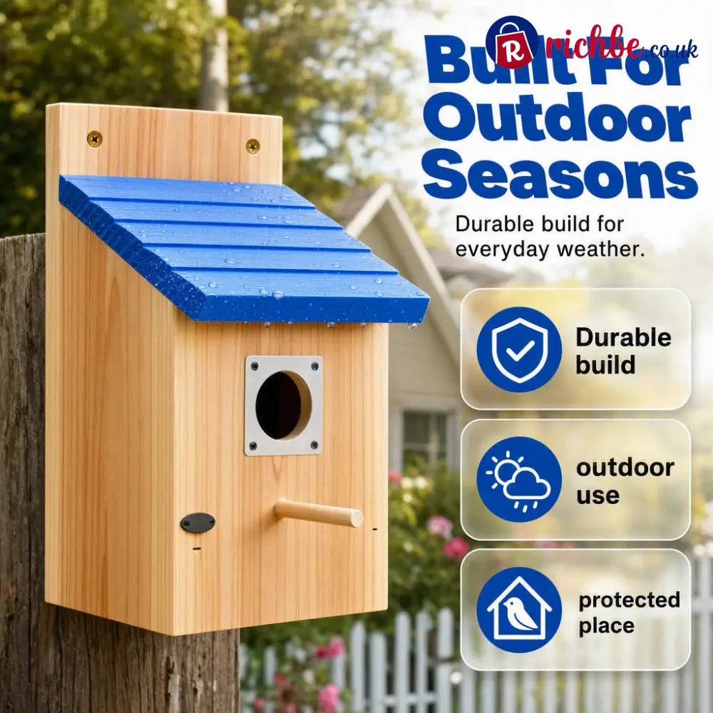 Weatherproof Outdoor Wooden Birdhouse - Wood Grain - Houseware & Kitchen