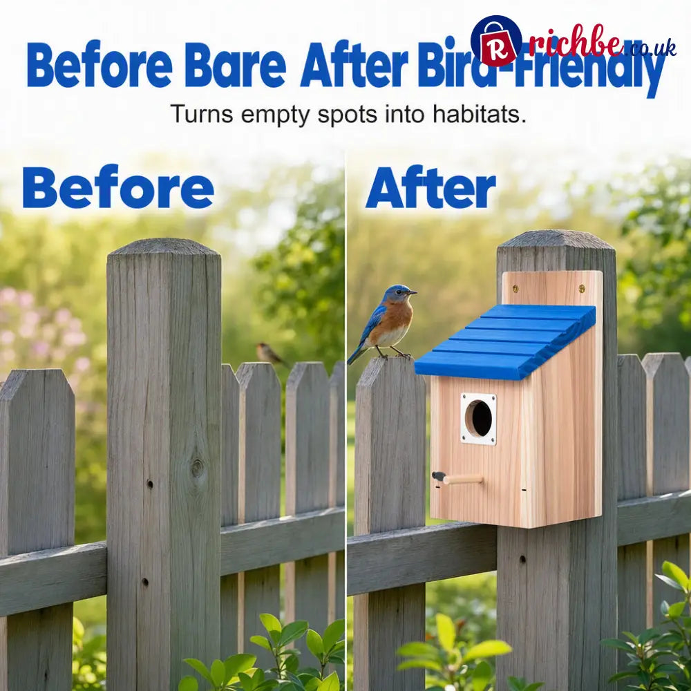 Weatherproof Outdoor Wooden Birdhouse - Wood Grain - Houseware & Kitchen