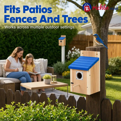 Weatherproof Outdoor Wooden Birdhouse - Wood Grain - Houseware & Kitchen