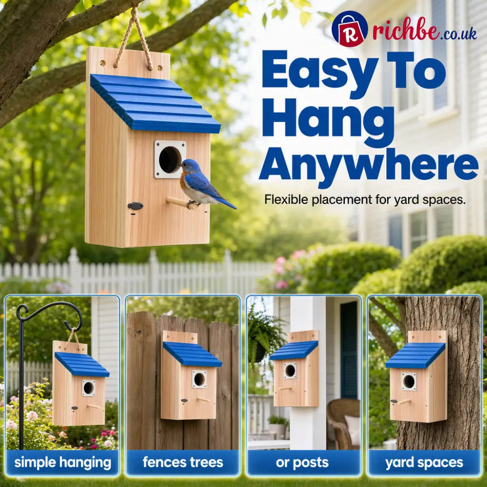 Weatherproof Outdoor Wooden Birdhouse - Wood Grain - Houseware & Kitchen