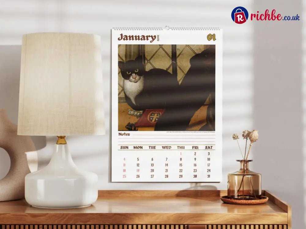 Weird cats in renaissance 2026 Wall Calendar