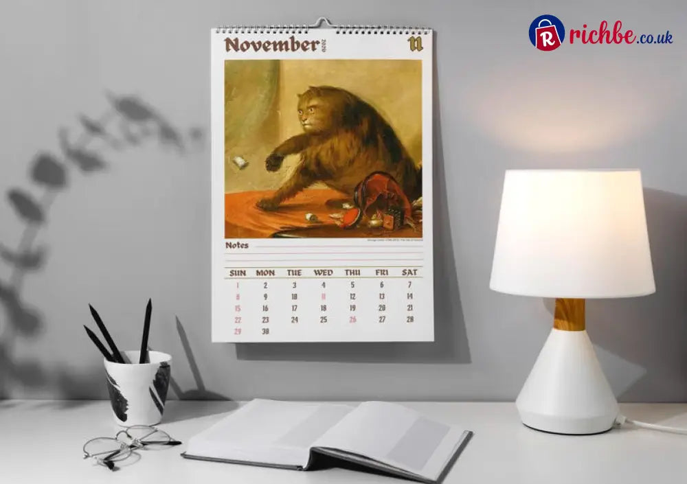 Weird cats in renaissance 2026 Wall Calendar