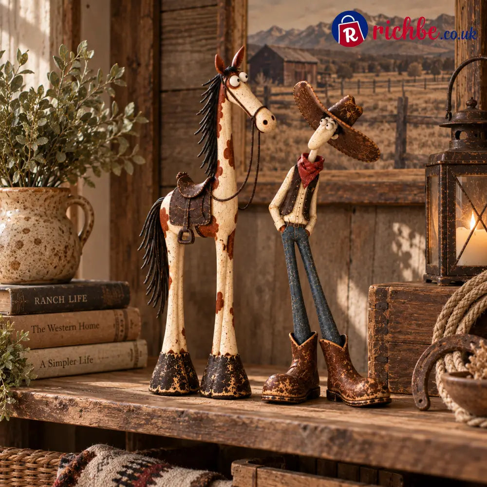 🤠🐴 Whimsical Western Cowboy & Horse Figurine Duo 🌵 - The Perfectly Odd Duo(✈️Free shipping)