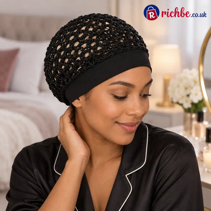 Wide Band Mesh Hair Cap - Black