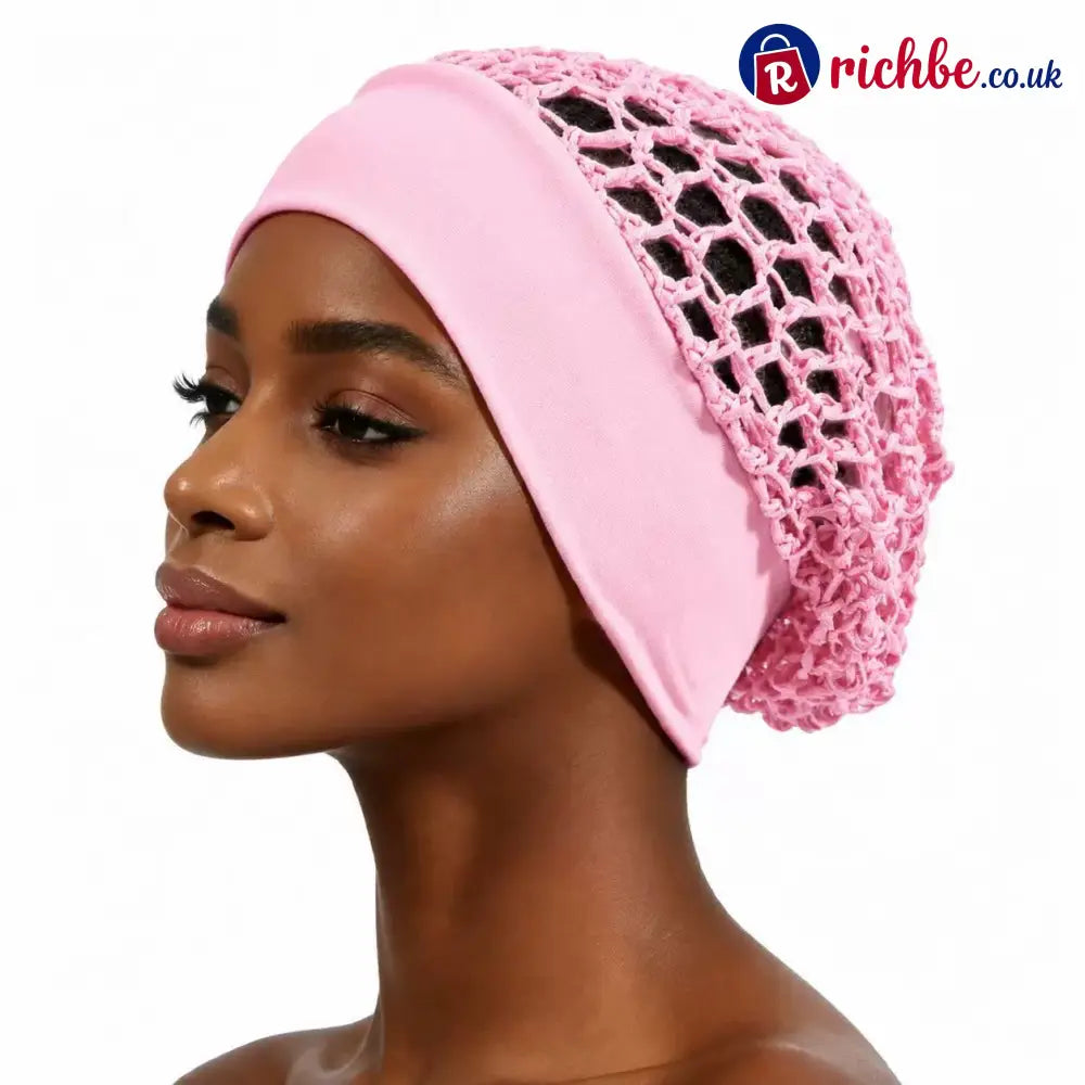 Wide Band Mesh Hair Cap - Pink
