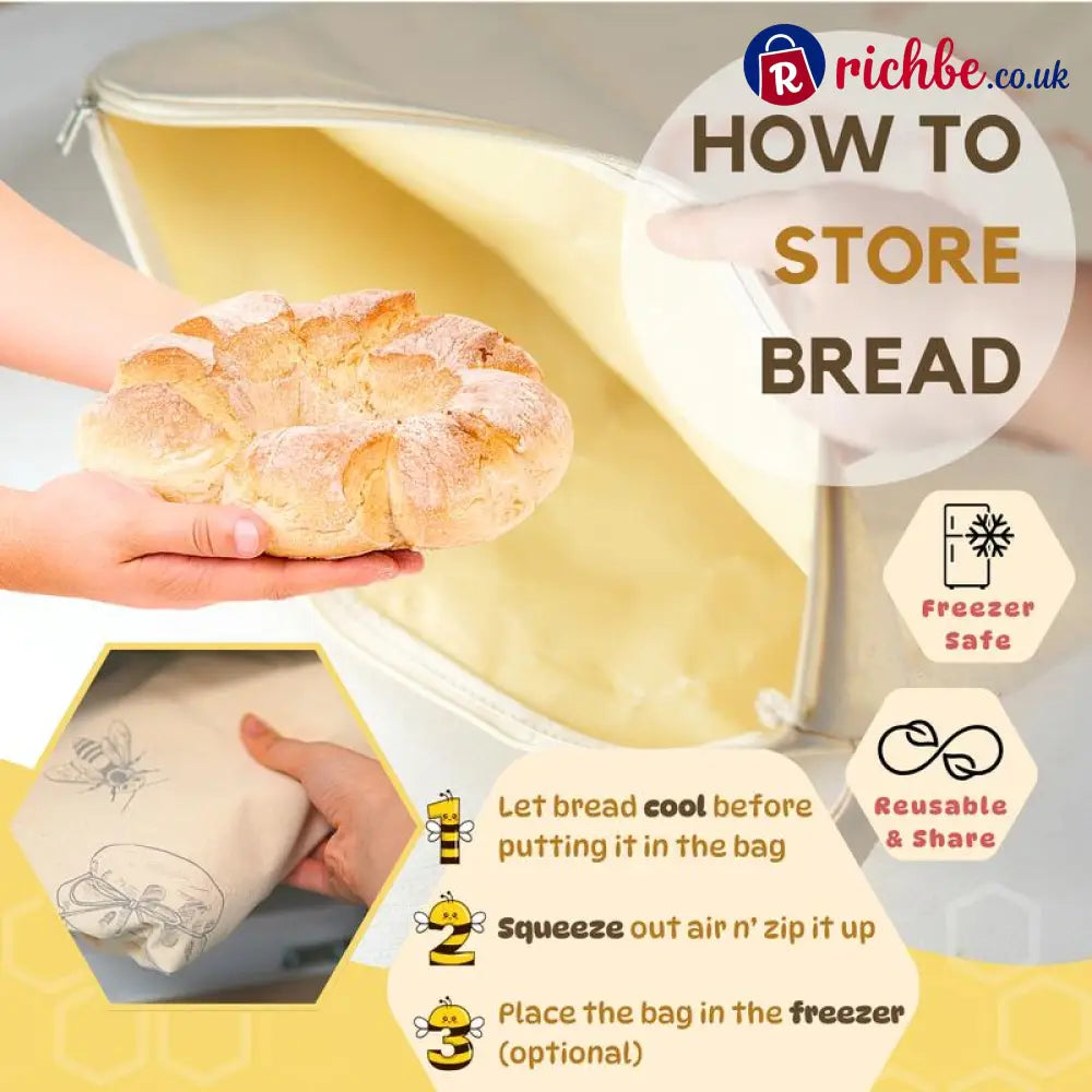 🍞Wide Zipper Access Cotton & Beeswax Bread Bags for Sourdough✨