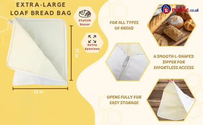 🍞Wide Zipper Access Cotton & Beeswax Bread Bags for Sourdough✨