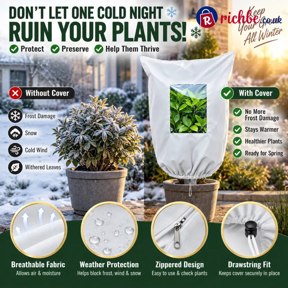 🌿 WINTER GARDEN ESSENTIAL | Plant Frost Protection Cover – Breathable Reusable Cover for Shrubs Pots & Young Trees