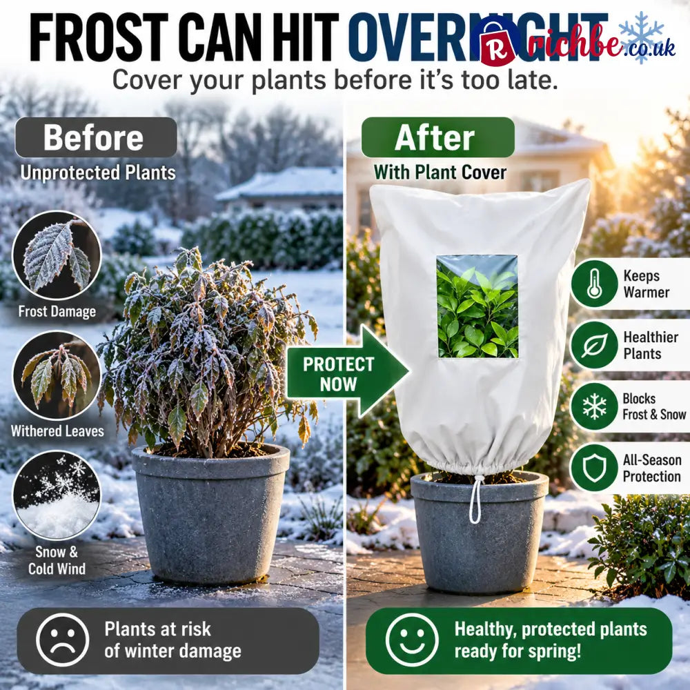 🌿🧊 WINTER GARDEN ESSENTIAL | Plant Frost Protection Cover – Breathable Reusable Cover for Shrubs Pots & Young Trees