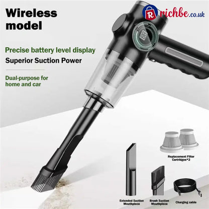 🔥Wireless Handheld Car Vacuum Cleaner Portable Cordless Vacuum Cleaner with Multi-Nozzles - BLACK / UPgrade