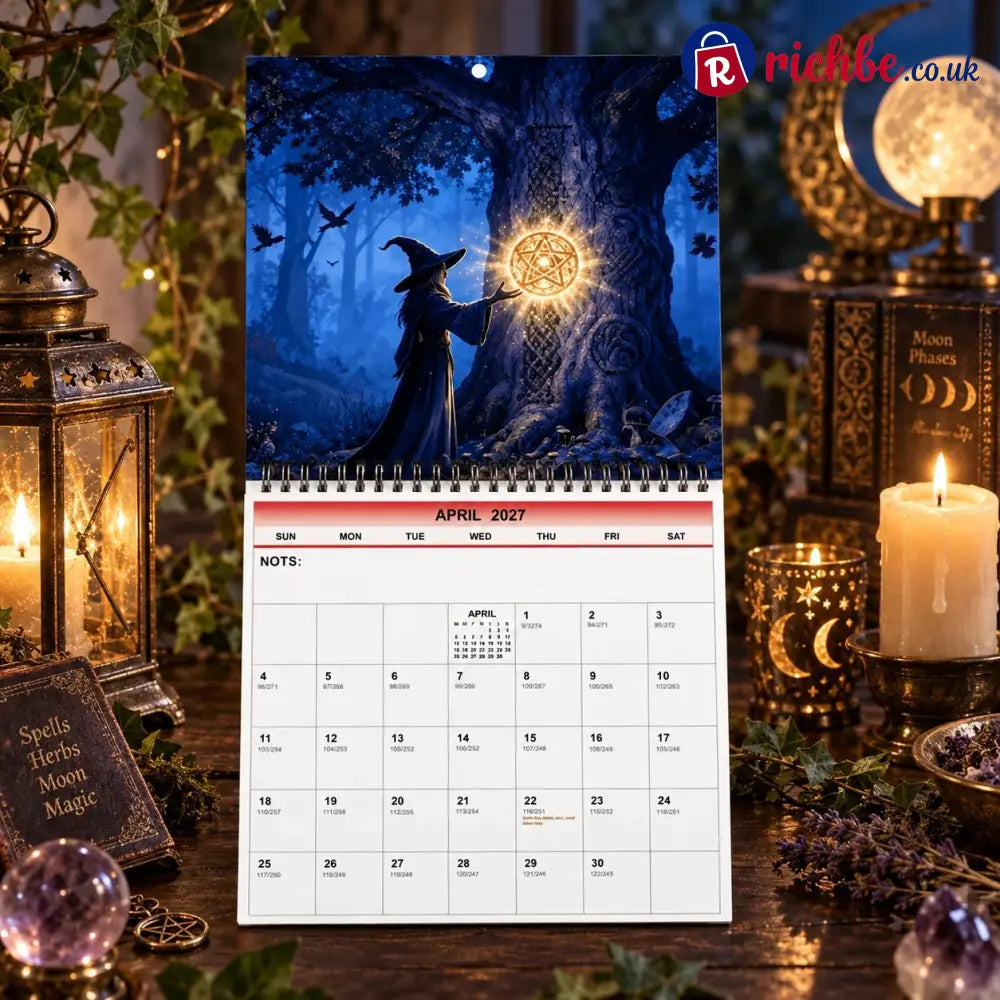 Witches’ Calendar 2027 Wall Calendar – 12-Month Mystical Witch Calendar Enchanted Forest Hanging Wall Planner for Wicca