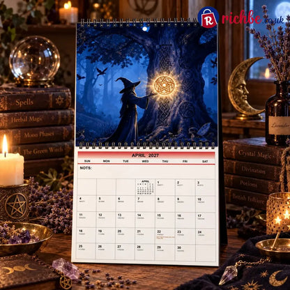 Witches’ Calendar 2027 Wall Calendar – 12-Month Mystical Witch Calendar Enchanted Forest Hanging Wall Planner for Wicca