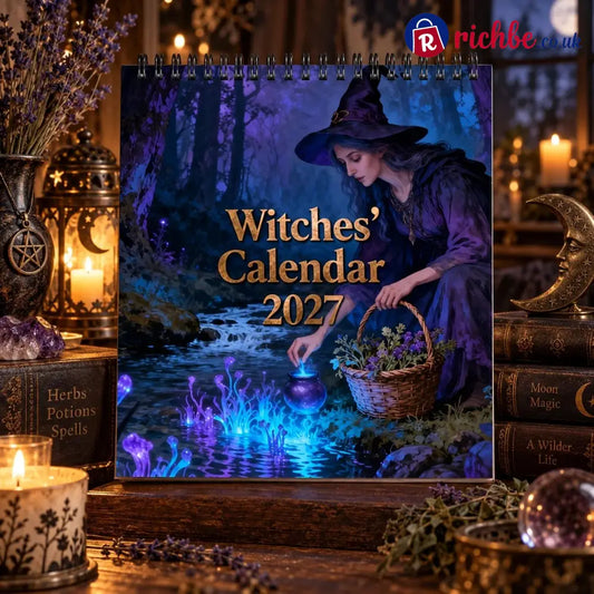 Witches’ Calendar 2027 Wall Calendar – 12-Month Mystical Witch Calendar Enchanted Forest Hanging Wall Planner for Wicca