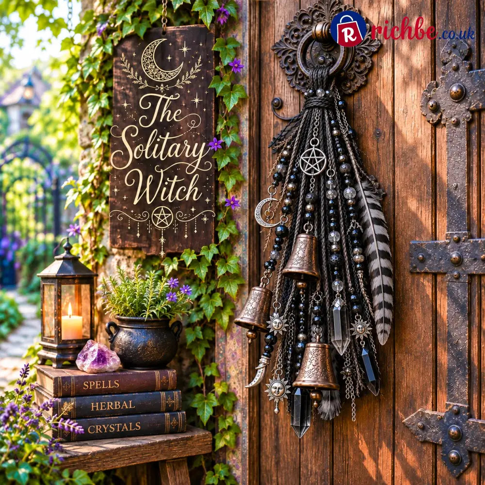 🔮Witchy Door Charm | Bells Crystals & Celestial Hanging Decor🔮 - BLack
