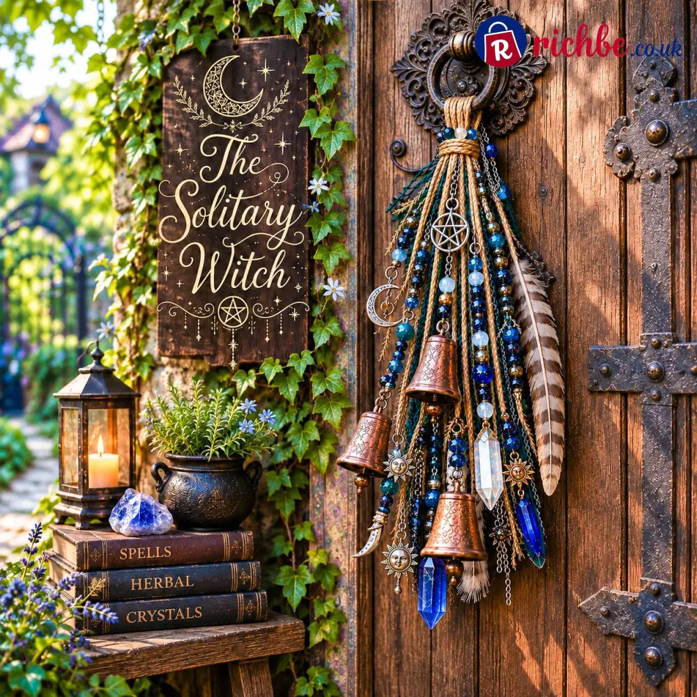 🔮Witchy Door Charm | Bells Crystals & Celestial Hanging Decor🔮 - Blue