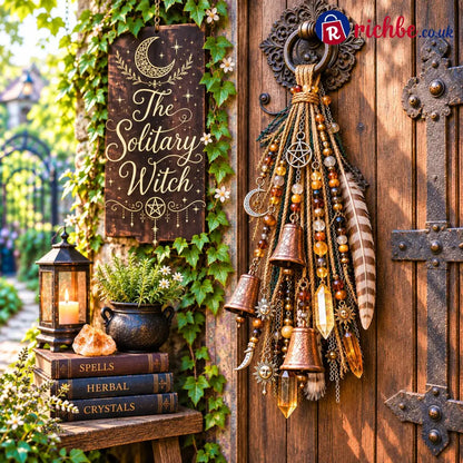 🔮Witchy Door Charm | Bells Crystals & Celestial Hanging Decor🔮 - Orange