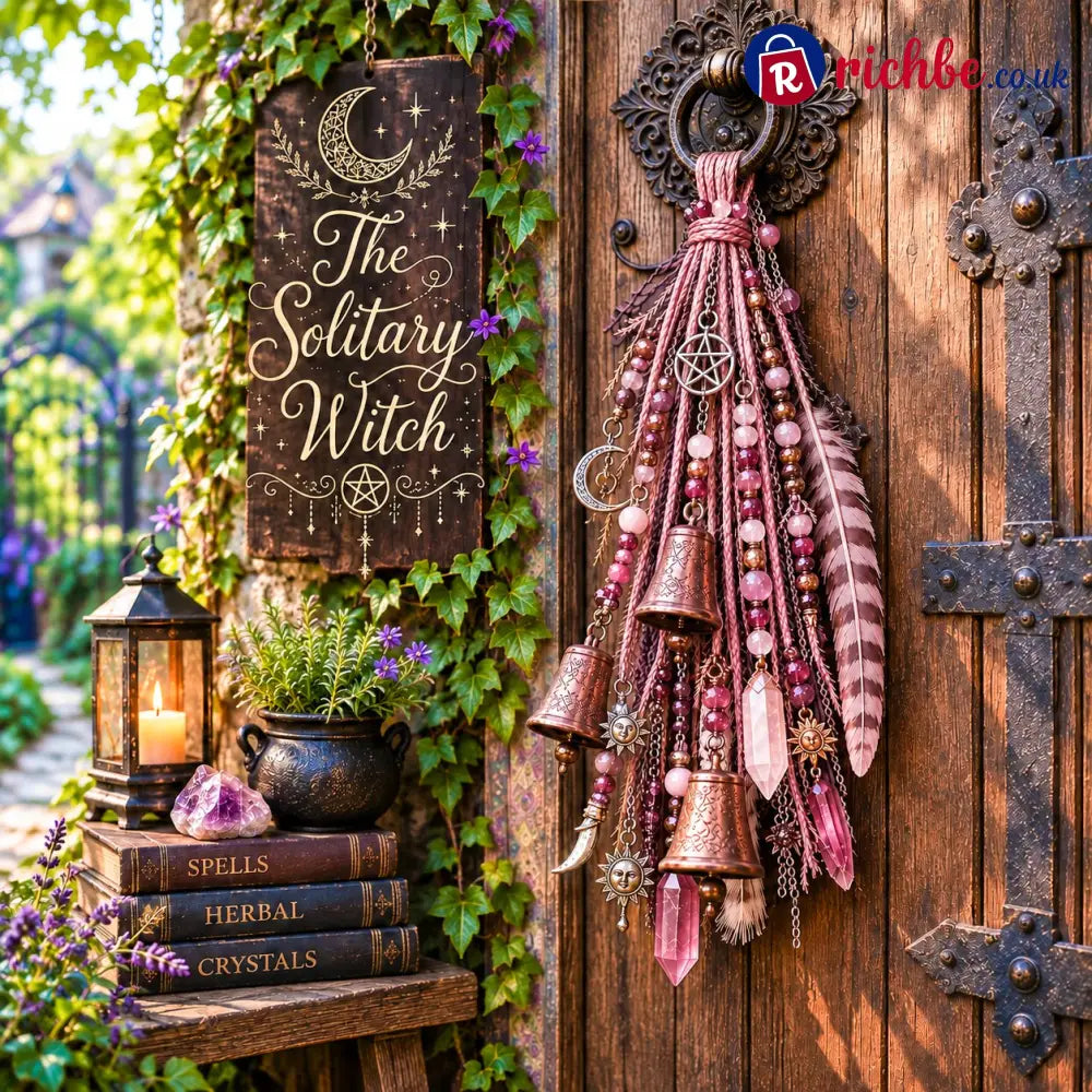 🔮Witchy Door Charm | Bells Crystals & Celestial Hanging Decor🔮 - Pink