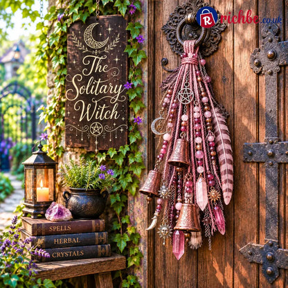 🔮Witchy Door Charm | Bells Crystals & Celestial Hanging Decor🔮 - Pink