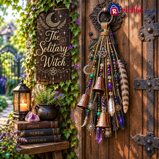 🔮Witchy Door Charm | Bells Crystals & Celestial Hanging Decor🔮 - Purple