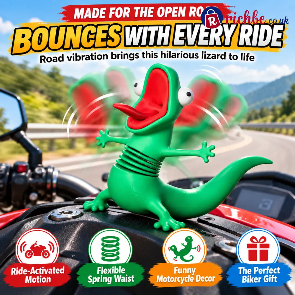 🏍️ Wobbling Spring Lizard Motorcycle Ornament – Funny Road-Vibration Rider Buddy - 🎁✨Buy 1 Get 1 Free (2Pcs)