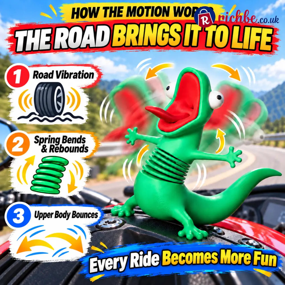 🏍️ Wobbling Spring Lizard Motorcycle Ornament – Funny Road-Vibration Rider Buddy - 🎁✨Buy 1 Get 1 Free (2Pcs)