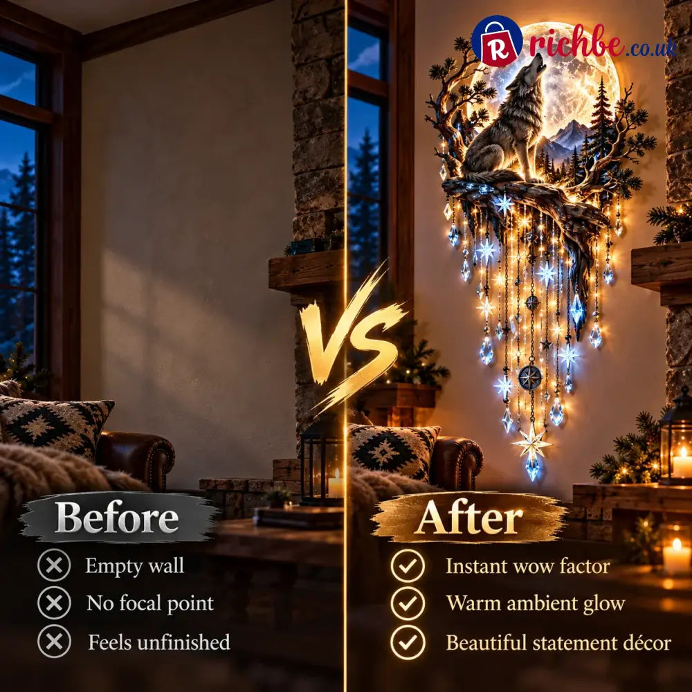 🐺🌕 Wolf Howling Moon Starfall Wall Light – Bring The Wild Home