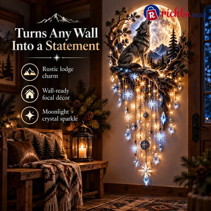 🐺🌕 Wolf Howling Moon Starfall Wall Light – Bring The Wild Home