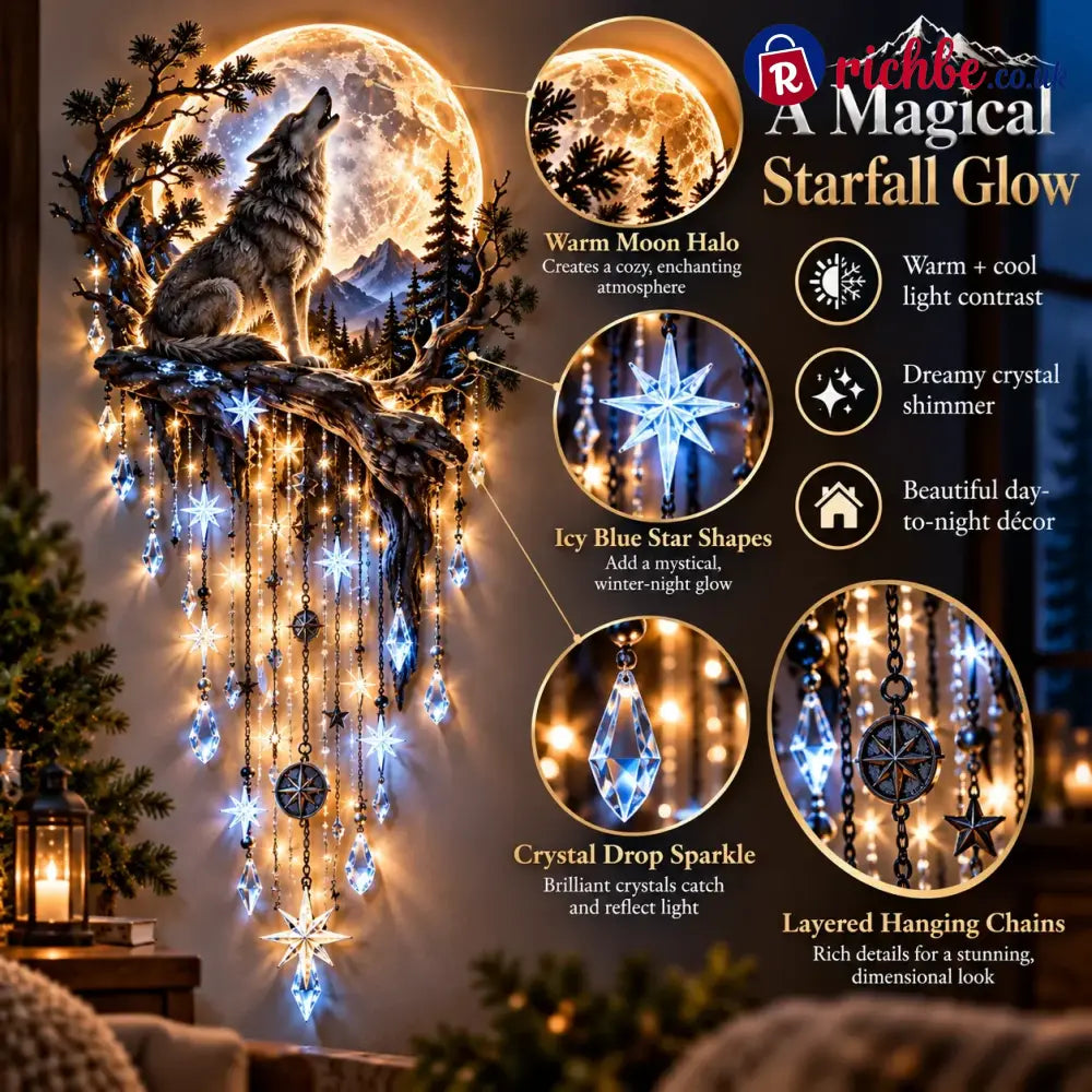 🐺🌕 Wolf Howling Moon Starfall Wall Light – Bring The Wild Home