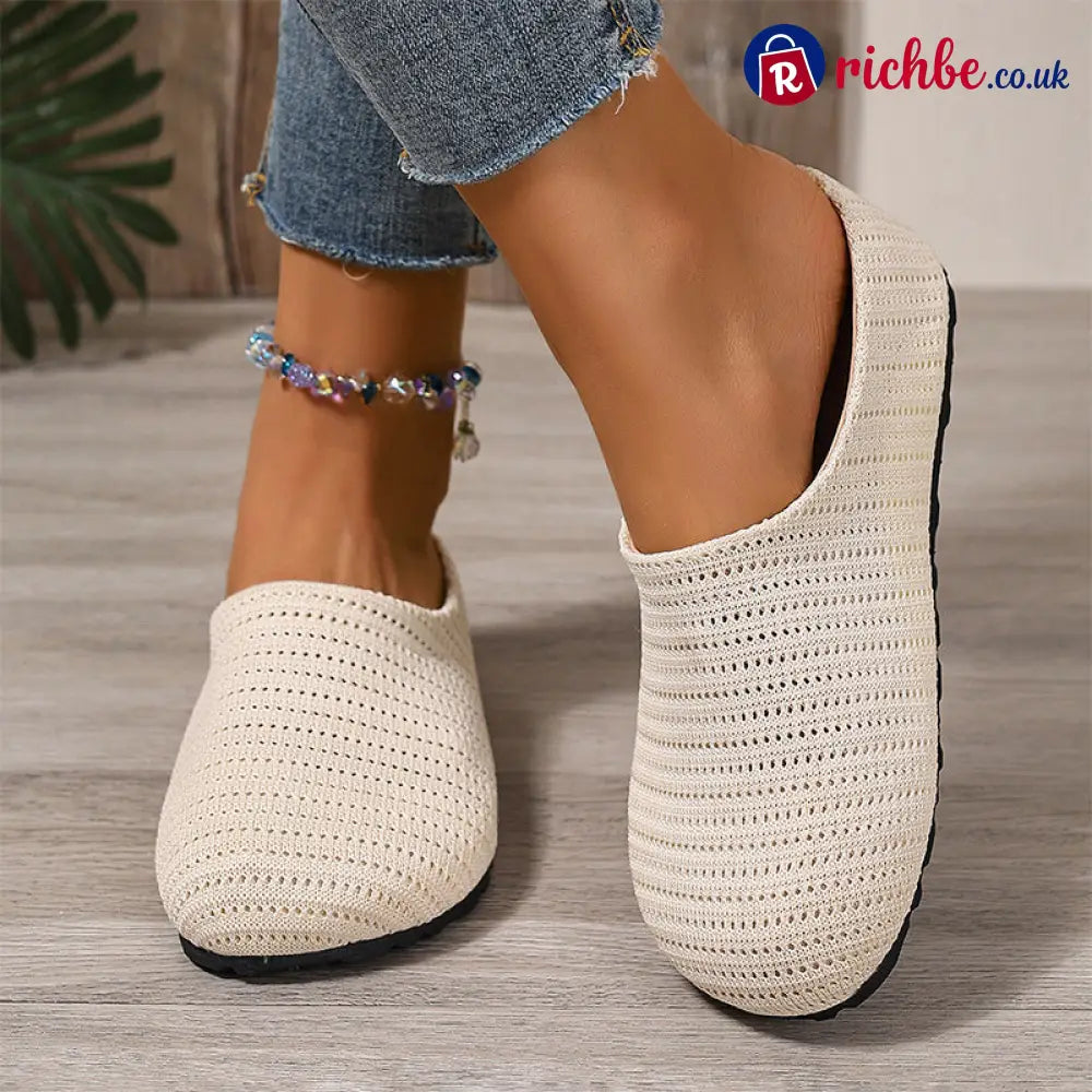 Women’s Breathable Knit Slip-On Mules - Beige / 36 - Clothing & Accessories