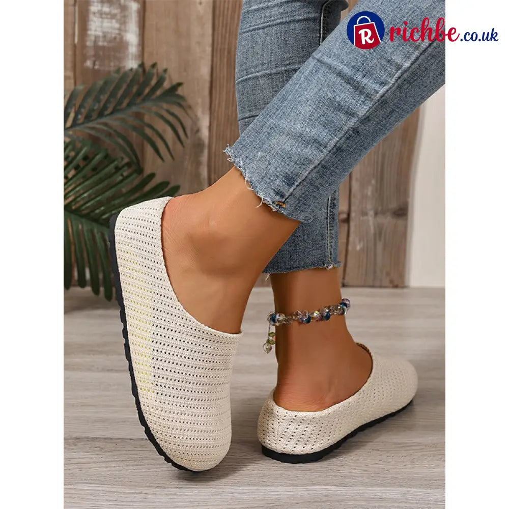 Women’s Breathable Knit Slip-On Mules - Clothing & Accessories