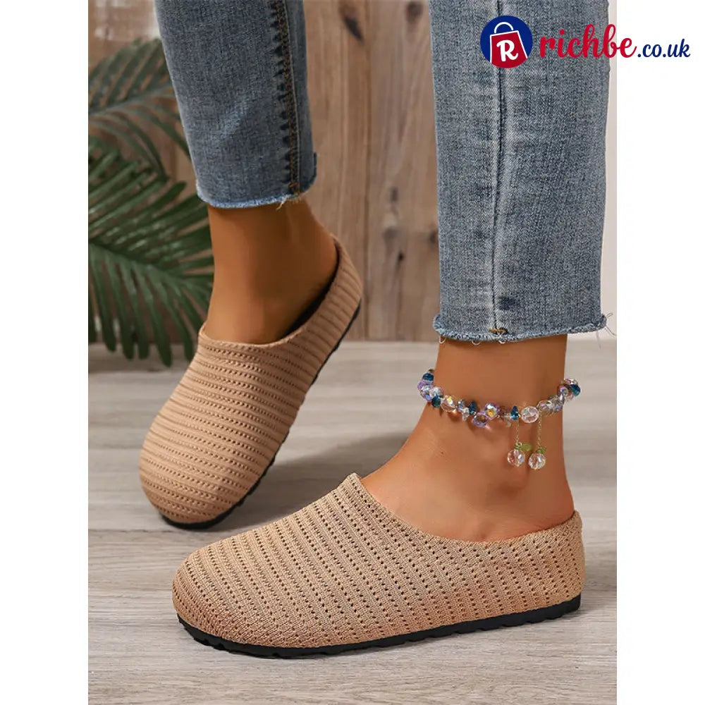 Women’s Breathable Knit Slip-On Mules - Clothing & Accessories