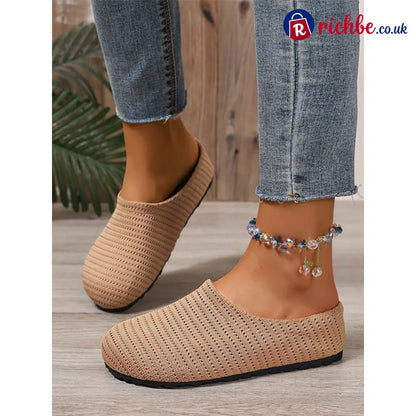 Women’s Breathable Knit Slip-On Mules - Clothing & Accessories