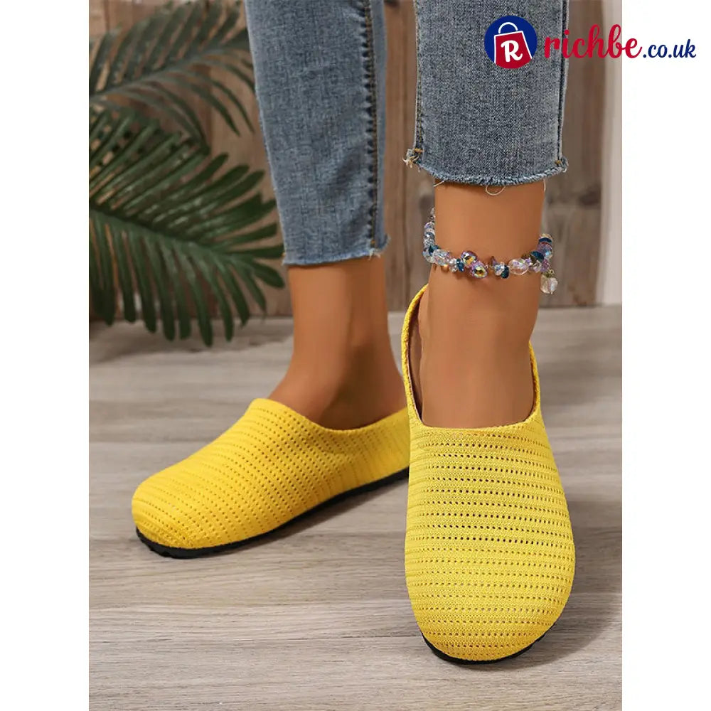 Women’s Breathable Knit Slip-On Mules - Clothing & Accessories