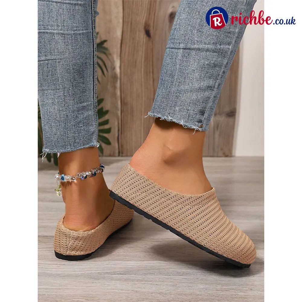 Women’s Breathable Knit Slip-On Mules - Clothing & Accessories