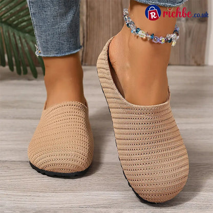 Women’s Breathable Knit Slip-On Mules - Khaki / 36 - Clothing & Accessories