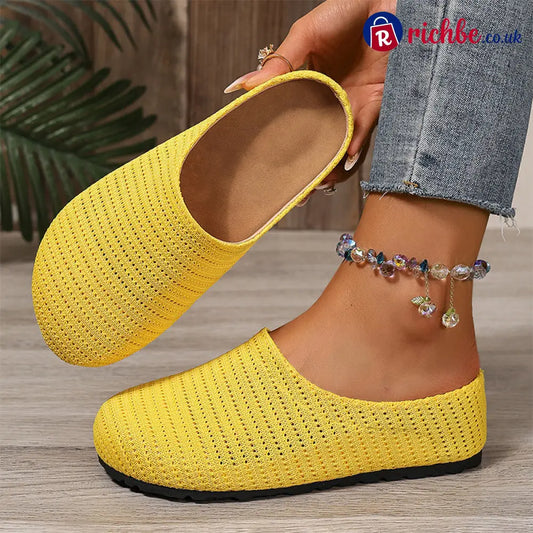 Women’s Breathable Knit Slip-On Mules - Yellow / 36 - Clothing & Accessories
