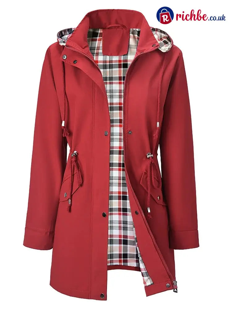 ✨Women’s Chic Lightweight & Waterproof Jacket 🍃🧥 - Red / S/UK 8