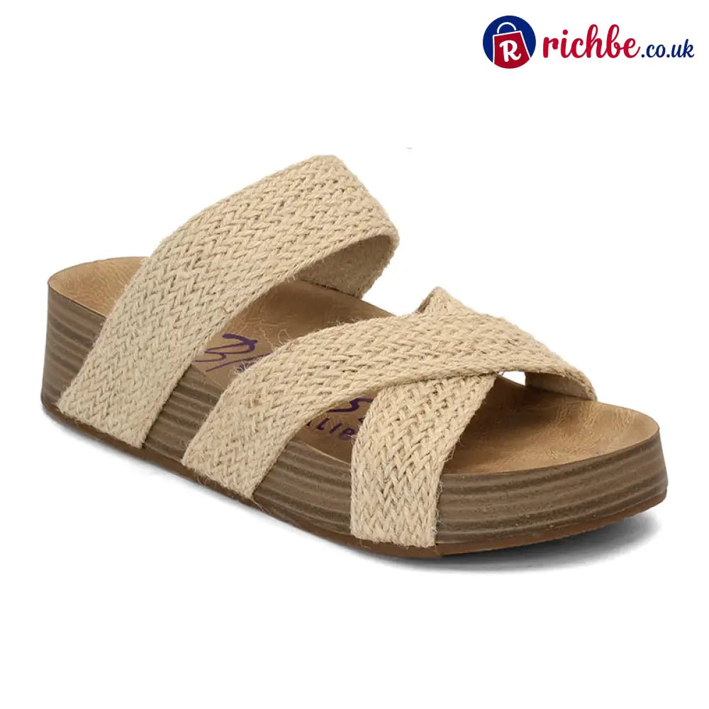 🔥 Women’s Criss-Cross Woven Strap Wedge Sandals – Comfortable Stylish & Perfect for Summer Days ☀️ - Beige / 36 - Hot