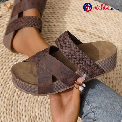 🔥 Women’s Criss-Cross Woven Strap Wedge Sandals – Comfortable Stylish & Perfect for Summer Days ☀️ - Hot Sale